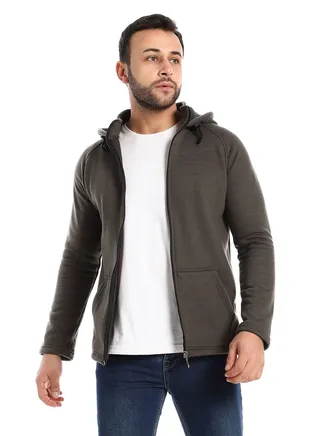 Mens Plain Hoodie With Front Pockets and through zipper 