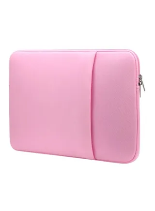 Solid Zip Closure Laptop Sleeve Bag Pink 