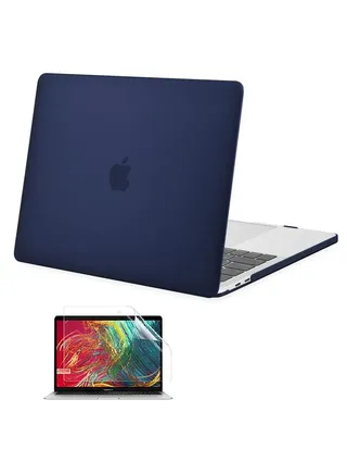 Hard Shell Case and Screen Protector Compatible for MacBook New Pro 16-Inch with Touch Bar and Touch ID Model A2141 Release 2019/2020 Navy Blue 