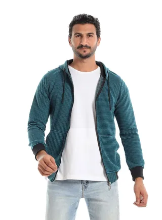 Mens Stripped Hoodie With Zipper 