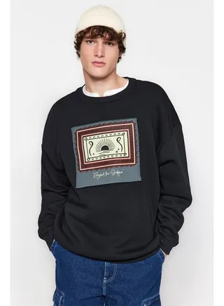 Sweatshirt - Black - Oversize 