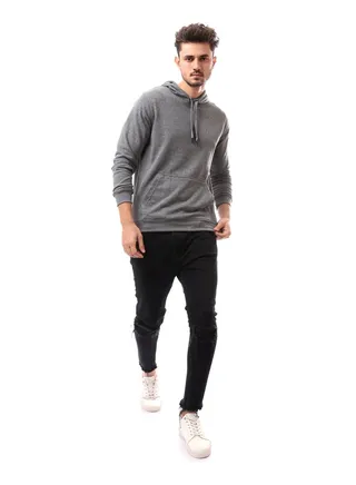 Slip On Solid Comfy Hoodie_Dark Grey 
