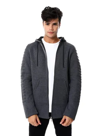 Mens Front Pockets Zipped Hoodie 