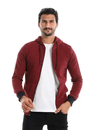 Mens Stripped Hoodie With Zipper 