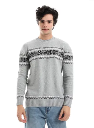 Wool Mens Pullover With Multi Design 