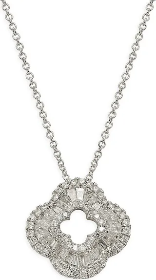 14K White Gold & Diamond Pendant Necklace