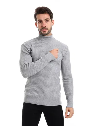Mens Ripped Wool Pullover With High Neck 