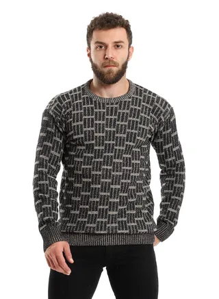 Wool Mens Pullover With Multi Design 
