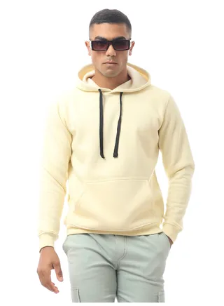 Solid Light Yellow Slip On Winter Sweat Shirt 