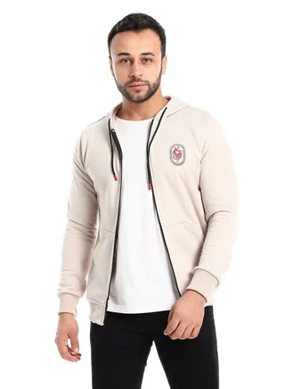 Mens Printed  Deer Hoodie With Front Pockets and through zipper 