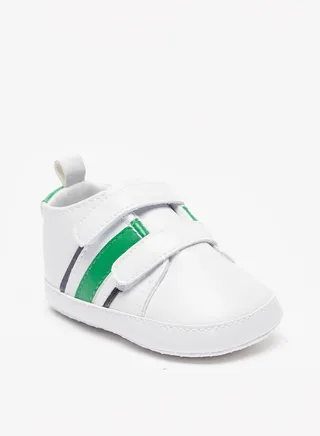 Striped Booties with Hook and Loop Closure 