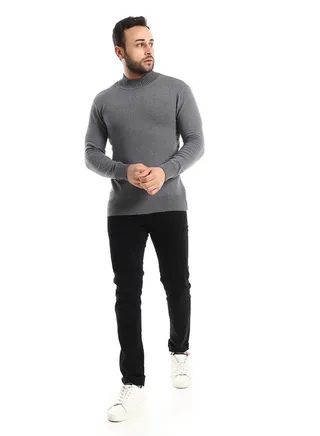 Ribbed High Cole Heather Charcoal Pullover 