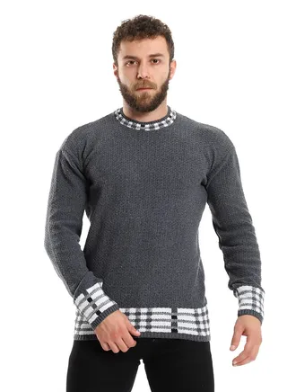 Wool Mens Pullover With Multi Design 