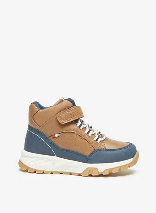 Boys Solid Low Ankle Boots with Hook and Loop Closure 