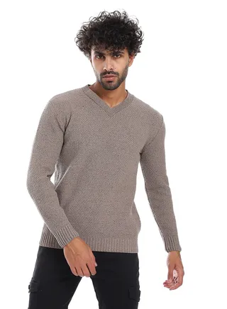 Wool Mens Pullover With V Neck 