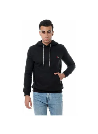 Solid Regular Fit Hoodie Sweatshirt black 