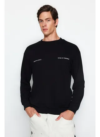 Sweatshirt - Black - Regular fit 