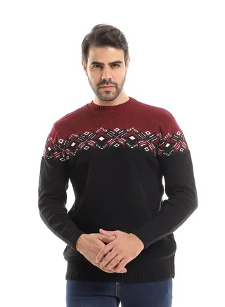 Wool Mens Pullover With Multi Design 