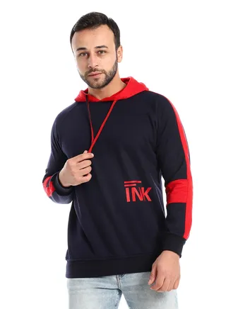 Mens Printed INK  Hoodie With Front Pockets 