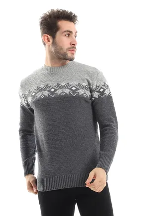 Wool Mens Pullover With Multi Design 