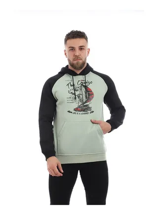 Printed Hooded Neck Hoodie Green 