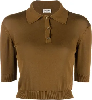 Cropped Cotton Polo-Shirt