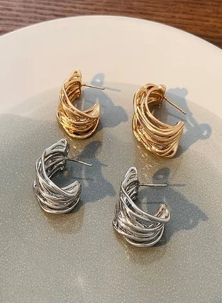 Two-tone entwined line earrings with a sense of design for parties Wedding gifts Everyday with fashion accessories 