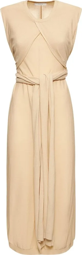 Sleeveless knotted cotton midi dress