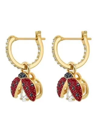 Generic Swarovski Sparkling Dance Ladybug Pierced Earrings 