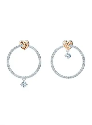 Generic Swarovski Lifelong Heart Hoop Earrings 