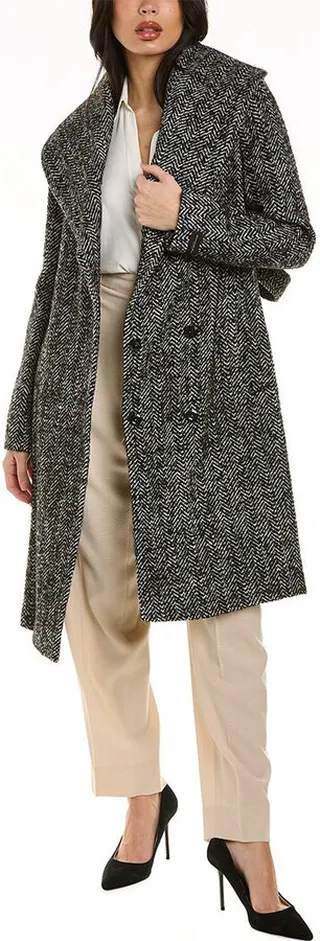 Donna Karan Tweed Wool-Blend Trench Coat