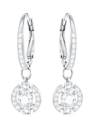 Generic Swarovski Rhodium Plated Stainless Steel Dangle Earrings 