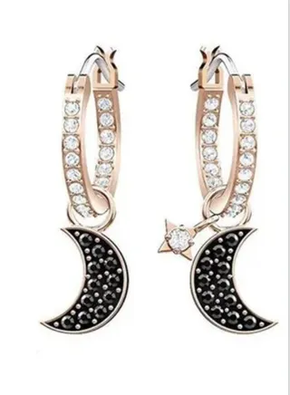 Generic Swarovski Duo Moon And Star Elements  Earrings 