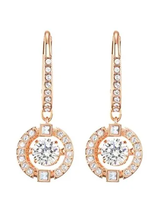 Generic Swarovski Sparkling Disc Dangle Earrings 