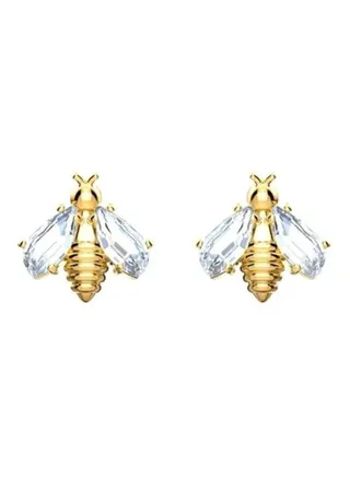 Generic Swarovski Eternal Flower Bee Design Stone Studded Stud Earrings 