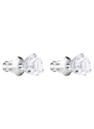 Generic Swarovski Rhodium Plated Solitaire Pierced Earrings 