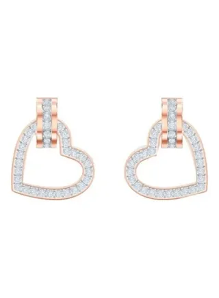 Generic Swarovski Gold Plated Heart Shaped Stud Earrings 