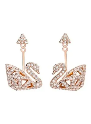 Generic Swarovski Iconic Swan Stone Studded Dangle Earrings 