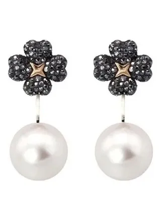 Generic Swarovski Charm Flower Shape  Dangle Earrings 
