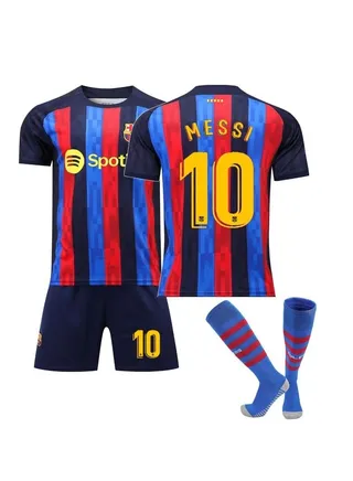 Barcelona away jersey, No. 10 Messi adult kids soccer kit + socks 
