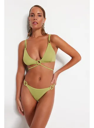 Normal Leg Bikini Bottom with Green Accessories TBESS23BA00031 