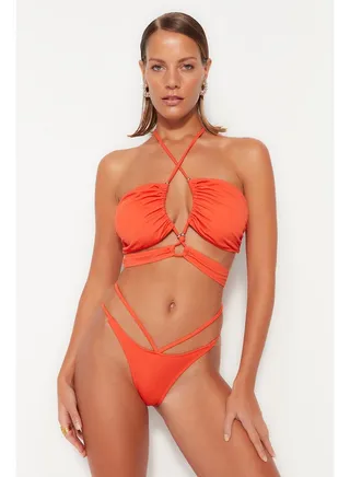 Orange Piping High Leg Bikini Bottom TBESS22BA0289 