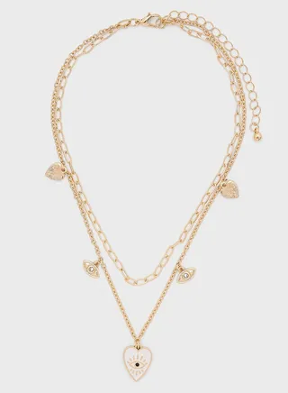 Heart & Evil Eye Charm Necklace