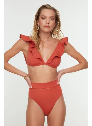 High Waist Bikini Bottom with Cinnamon Stripe Accessories TBESS22BA0027 