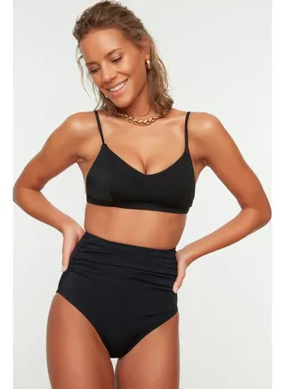 Black Smooth High Waist Bikini Bottom TBESS20BA0018 