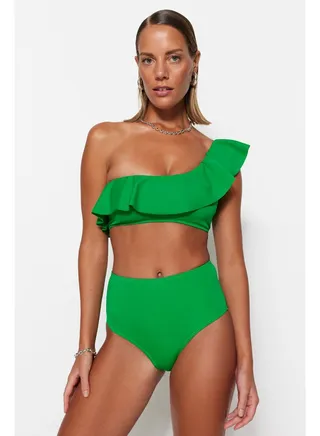 Green High Waist Bikini Bottom TBESS21BA0057 