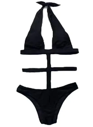 Elegant Women's Two-piece Bikini - Lycra Material - Black 