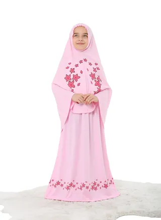 Flower Prayer Dress For Girls Pink Color 