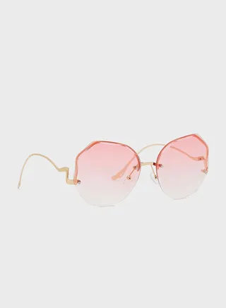 Curved Arm Oversized Sunglasses