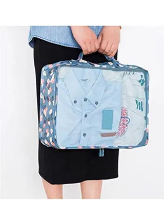 6Pcs Travel Clothes Washing Bags Luggage Storage Packing Cosmetics Blue 